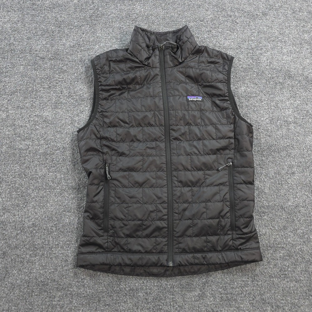 Patagonia Vest Mens Small Black Nano Puff Quilted Puffer Hiking Camp Outdoors
